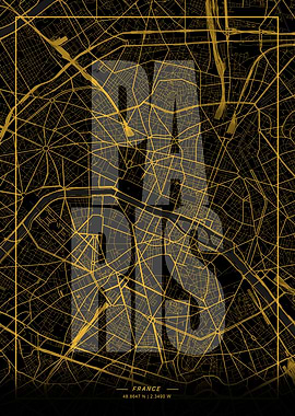 Paris City Map Art