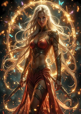 Fantasy Warrior Woman with Swords