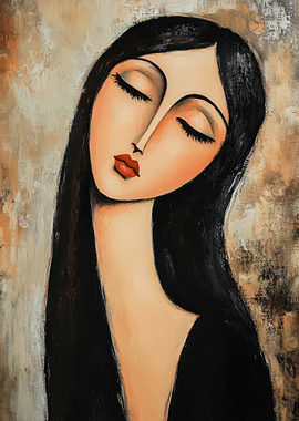 Woman with Closed Eyes Painting