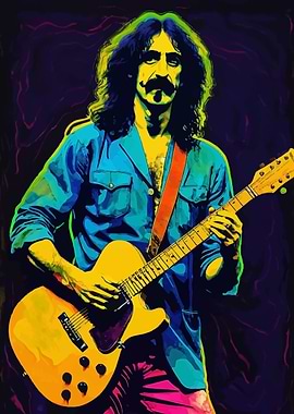 Frank Zappa playing guitar art