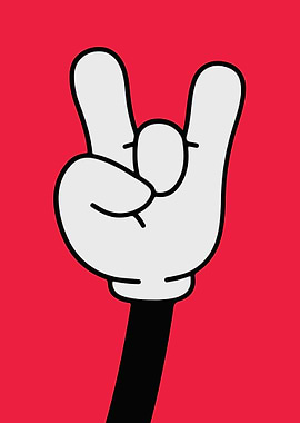 Cartoon Hand Rock On Sign