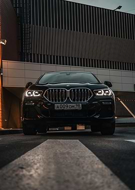 Black BMW X6 Front View