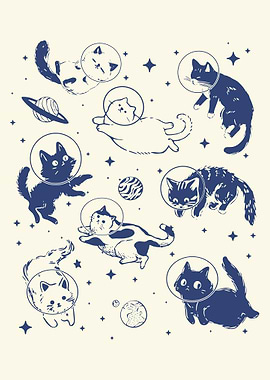 Cats in Space Illustration