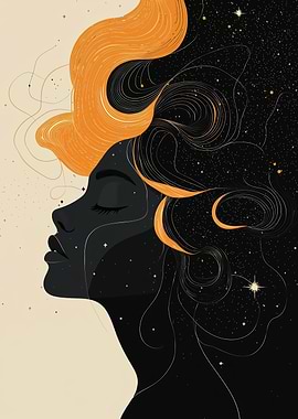 Celestial Woman Profile Art