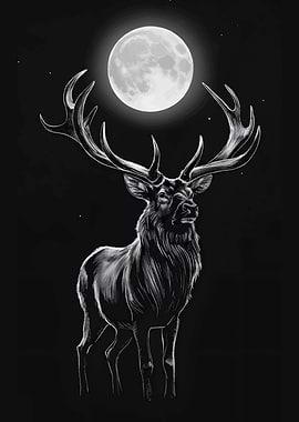 Stag in Moonlight