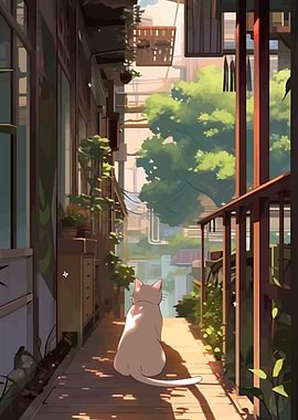 Cat in Alleyway Digital Art