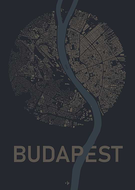Map of Budapest - Buildings - Abyssal color