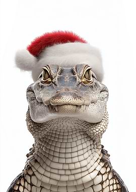 Crocodile Wearing Santa Hat