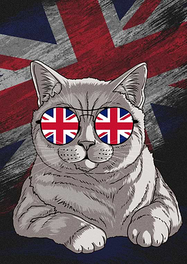 British Cat with Union Jack Glasses