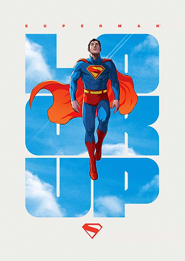 Superman Look Up Comic Illustrated Poster