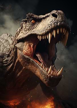 Roaring Tyrannosaurus Rex Close-Up