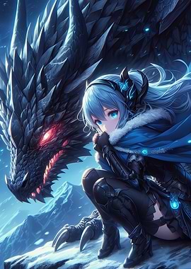 Anime Girl with Dragon Companion