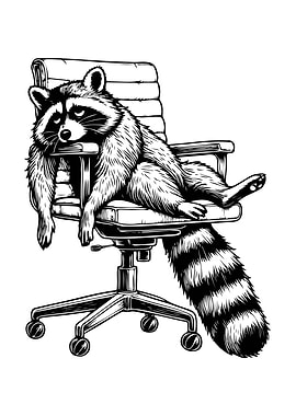 Bored Raccoon in Office Chair