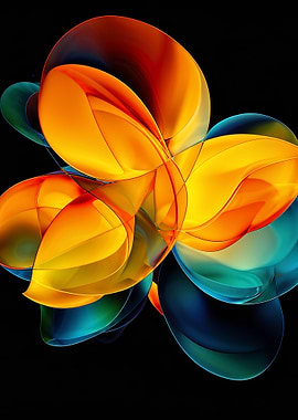 Abstract Colorful Petals on Black Background