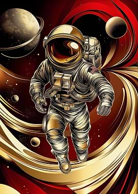 Golden Astronaut in Space