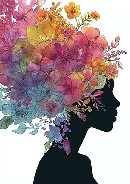 Floral Silhouette Watercolor