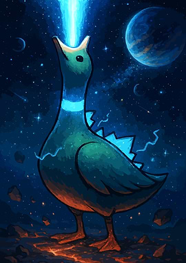 Cosmic Duckzilla Unleashes Energy Beam