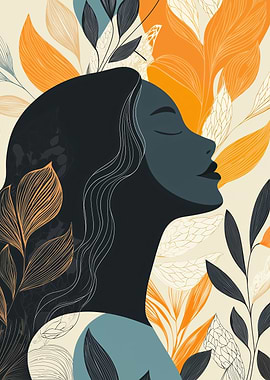 Abstract Woman in Nature Illustration