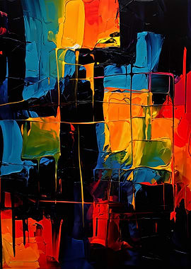 Abstract Colorful Palette Knife Painting