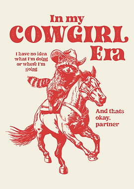 Cowgirl Era Raccoon Riding Horse