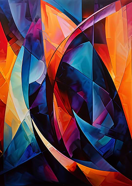 Abstract Colorful Geometric Shapes Painting