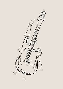Electric Guitar Line Art