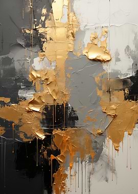Abstract Gold and Gray Painting