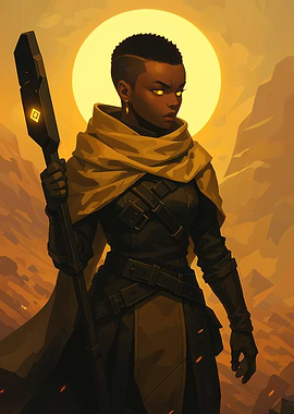 Desert Warrior Woman with Glowing Eyes