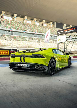 Lime Green Lamborghini on Race Track