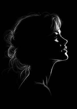 Monochrome Woman Profile Art