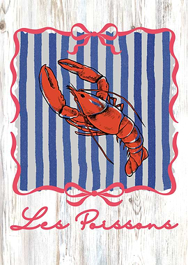 Les Poissons Lobster Illustration Coquette FRame