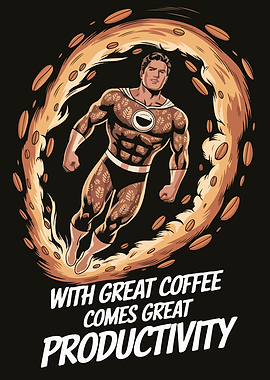 Coffee Superhero Productivity Graphic