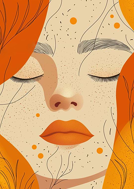 Abstract Portrait with Orange Accents