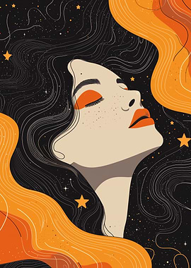 Dreamy Woman in Space Art