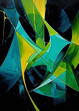 Abstract Green and Yellow Geometric Shapes