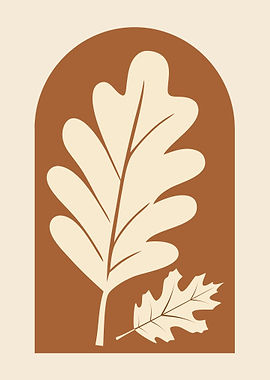 Oak Leaves Minimalist Art