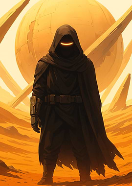 Hooded Figure on Desert Planet