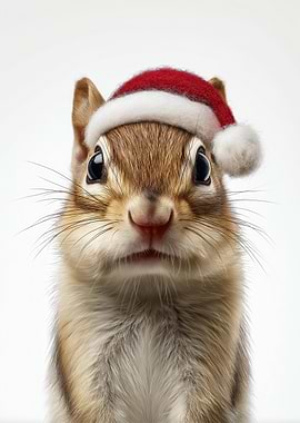 Chipmunk with Santa Hat