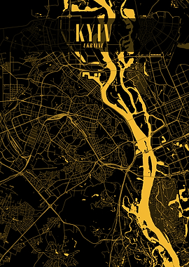 Kyiv Golden Map Art