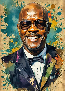 Samuel L. Jackson Portrait with Watercolor Splatters