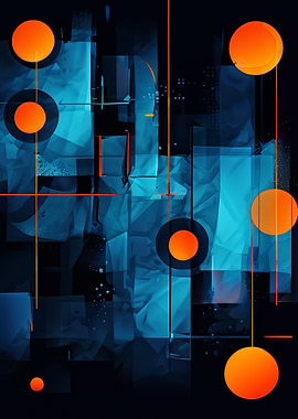 Abstract Blue and Orange Geometric Composition