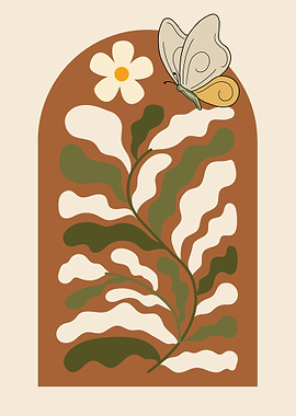 Butterfly and Floral Arch Illustration