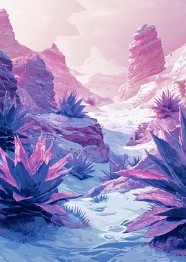 Pink and Blue Desert Landscape