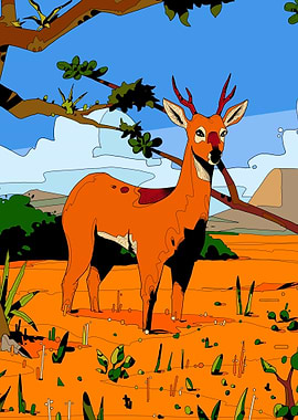 Stylized Deer in Nature