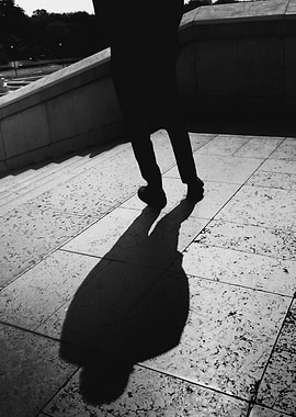 Shadowy Figure on Tiled Steps