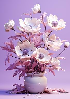 Floral arrangement in vase, pastel colors