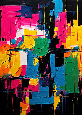 Abstract Colorful Painting on Black Background