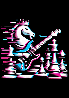 Chess Knight Guitarist Glitch Art