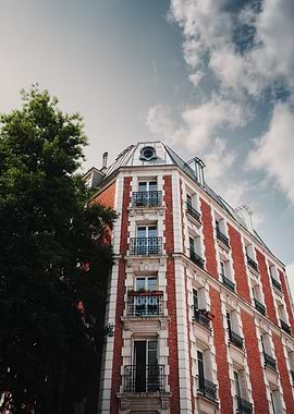 Parisian Building Corner with Balconies