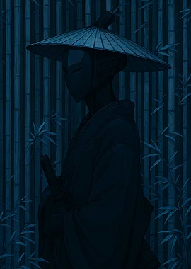 Masked Samurai in Bamboo Forest